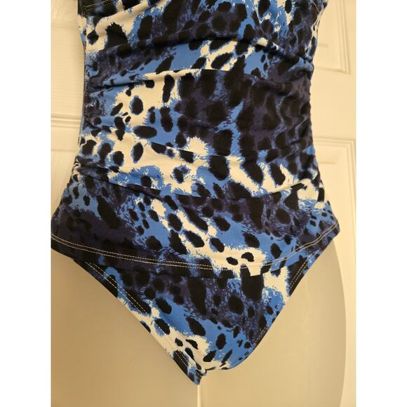 Tommy Bahama 1 PC Blue Animal Leopard Print Tankini Style Swimsuit, Small - Picture 3 of 7